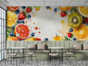 3D Pomegranate Kiwi Fruit Strawberry Blueberry Wall Mural Wallpaper YXL 304