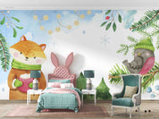 3D Cartoon Winter Forest Animal Fox Kids Wallpaper Wall Mural Wall Decor Wall Art Wall Sticker Remoable Wallpaper