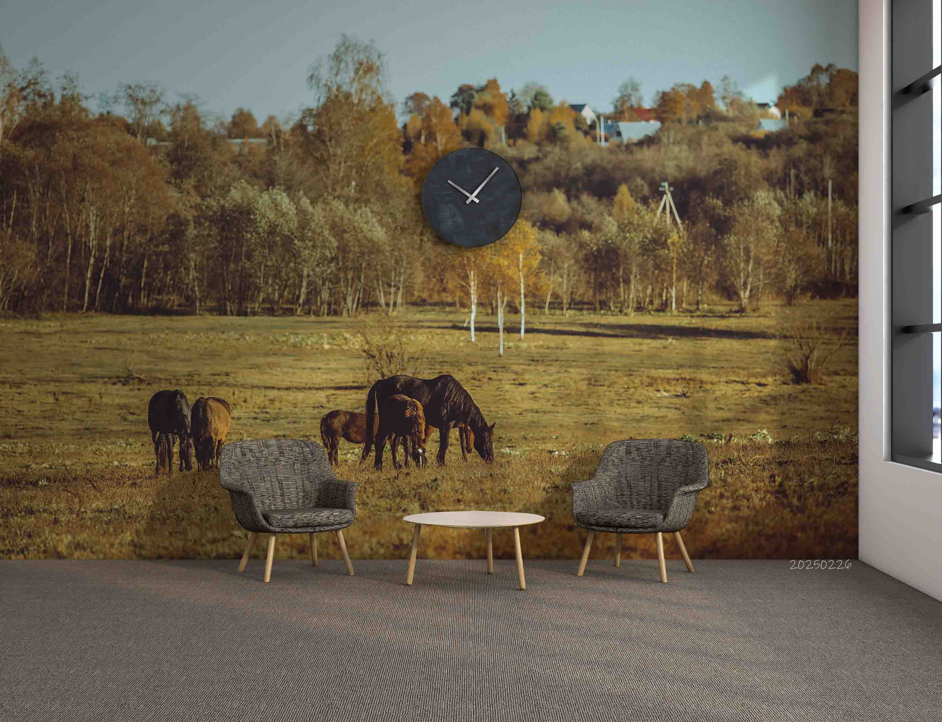 3D Sky Forest Grassland Animal Horse Scenery Wallpaper Wall Mural Wall Decor Wall Art Wall Sticker Remoable Wallpaper LQH