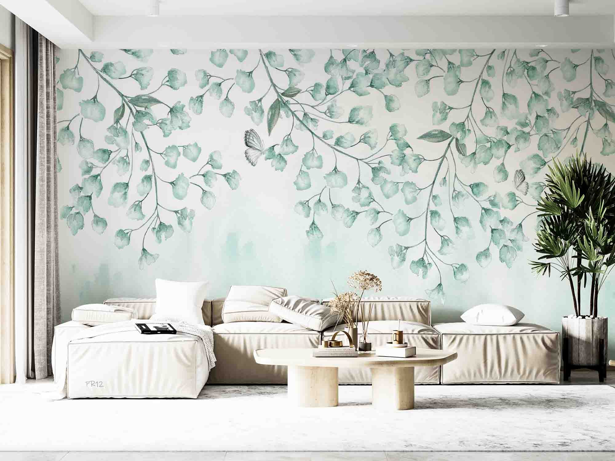 3D Watercolor Branches Leaves Butterfly Wall Mural Wallpaper GD 4945- Jess Art Decoration
