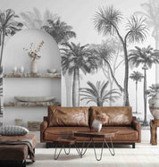 3D Misty Palm Tree Forest soft tropical palm landscape wall mural wallpaper for bedroom - view 5