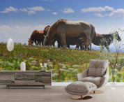 3D Blue Sky Grassland Floral Animal Horse Wallpaper Wall Mural Wall Decor Wall Art Wall Sticker Remoable Wallpaper LQH