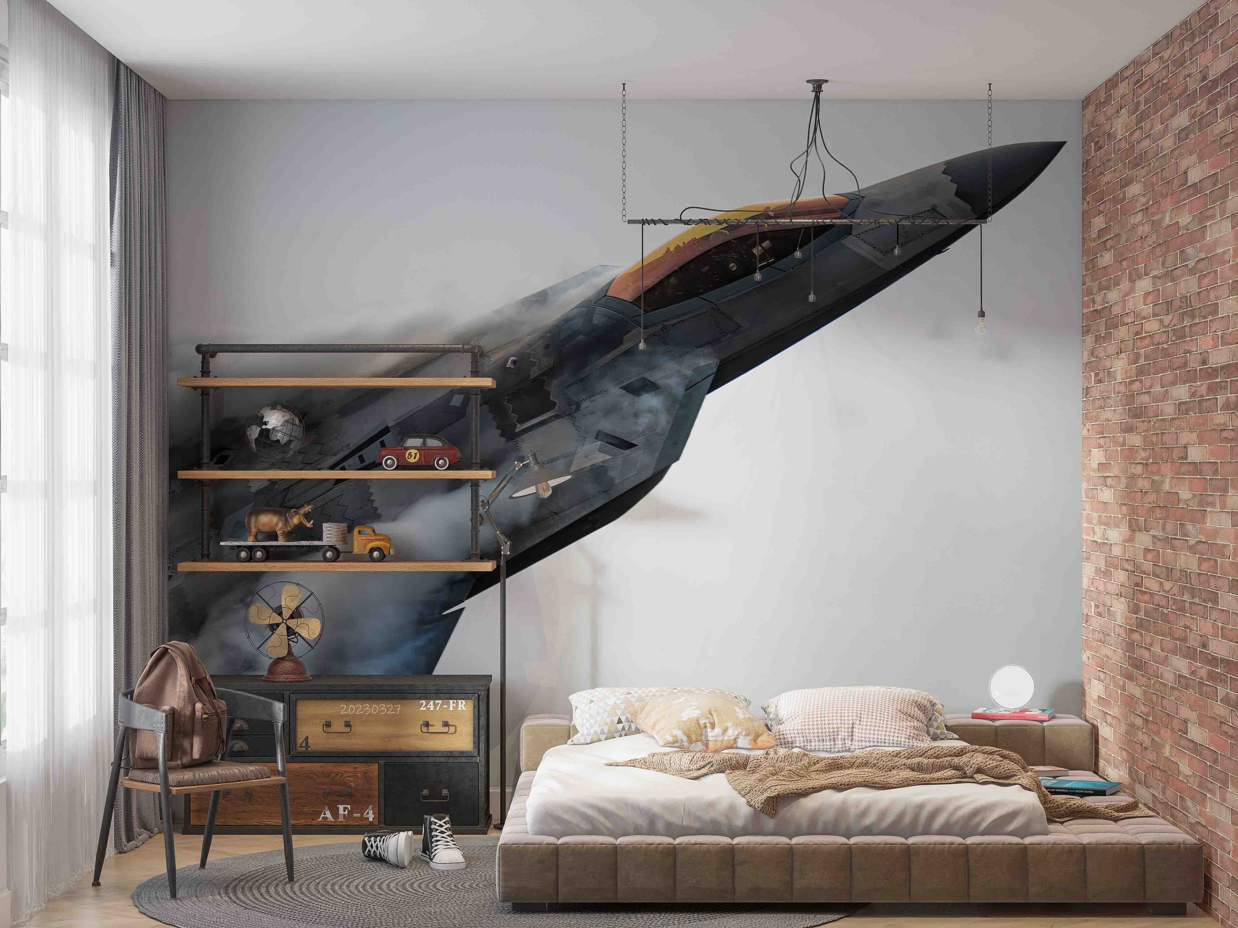 3D F-22 Raptor Aircraft Wall Mural Wallpaper GD 5382- Jess Art Decoration