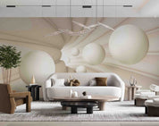 3D White Geometry Space Ball Wall Mural Wallpaper GD 4700- Jess Art Decoration