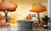 3D Fall Mountains Trees Forest Scenery Wallpaper Wall Mural Wall Decor Wall Art Wall Sticker Remoable Wallpaper LQH 17