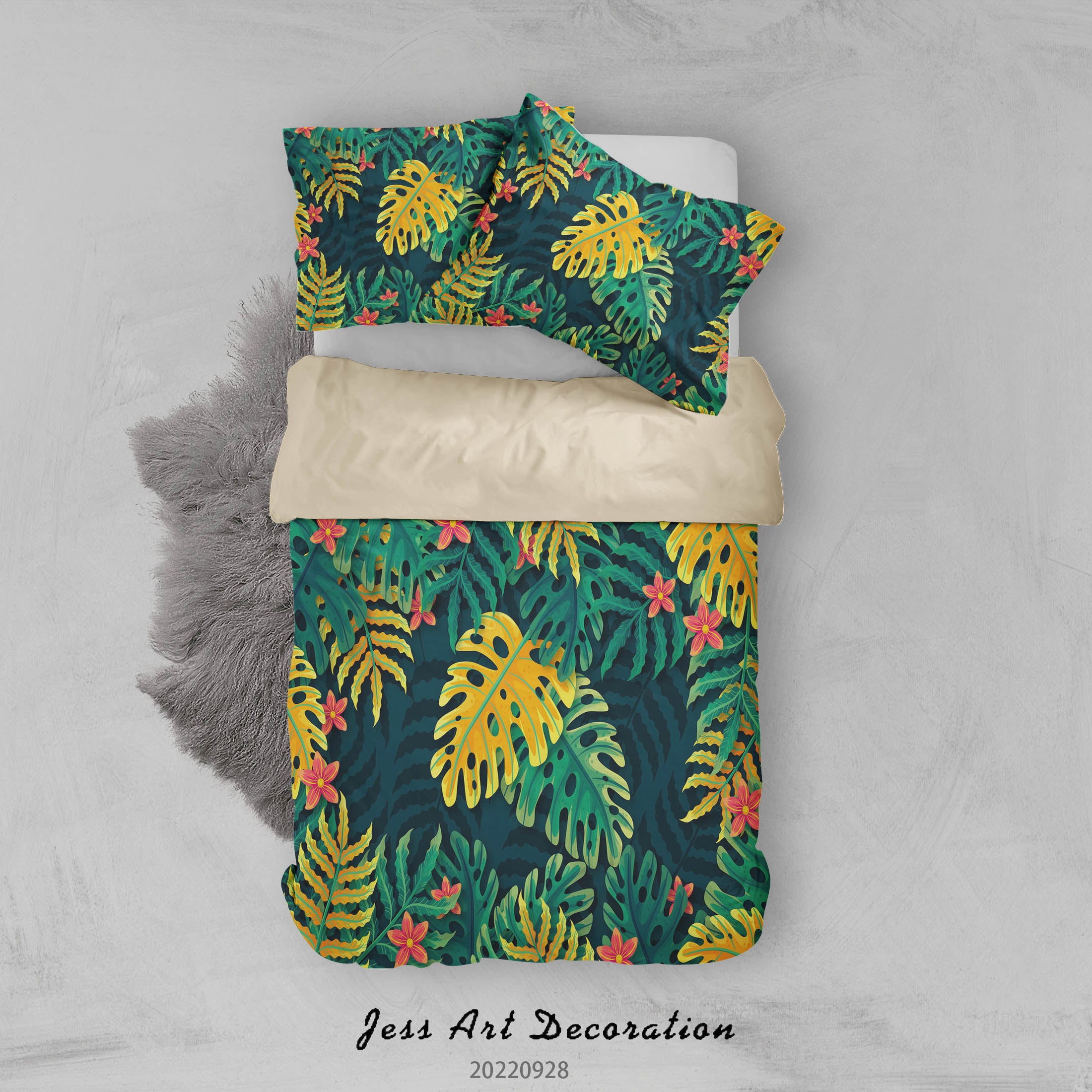 3D Selva Leaf Green Quilt Cover Set Bedding Set Duvet Cover Pillowcase 334