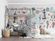 3D Animal Sea Horse Octopus Rudder Sailing Starfish Wall Mural Wallpaper YXL 39