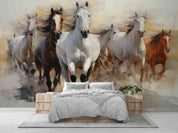 3D White Horse Running Oil Painting Wallpaper Wall Mural Wall Decor Wall Art Wall Sticker Remoable Wallpaper LQH 24