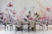 3D Watercolor Pink Floral Leaf Wallpaper Wall Mural Wall Decor Wall Art Wall Sticker Remoable Wallpaper LQH