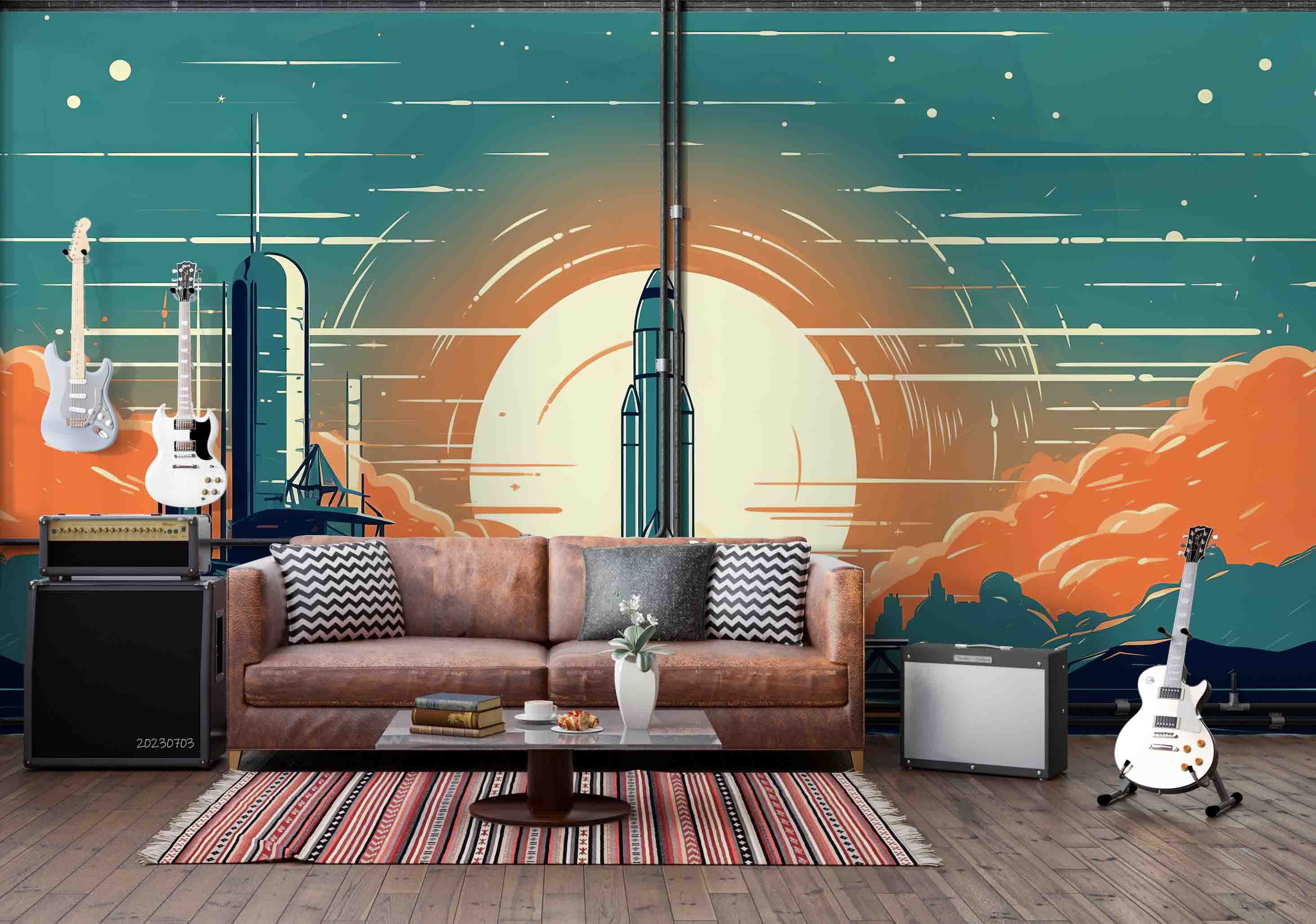 3D Aircraft Cable Bridge Electric Pylon Wall Mural Wallpaper YXL 1843