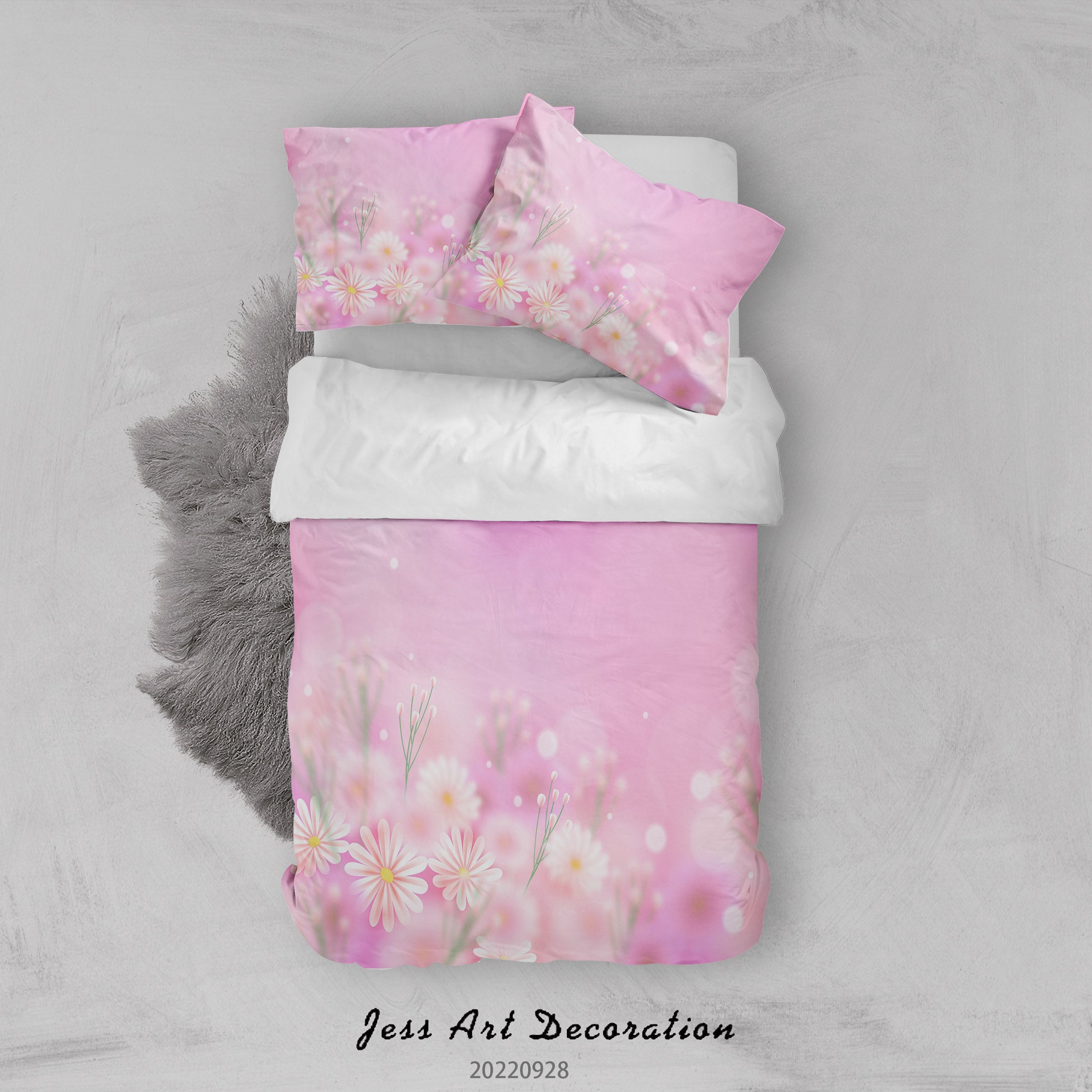 3D Floral Small Daisy Pink Quilt Cover Set Bedding Set Duvet Cover Pillowcase 317