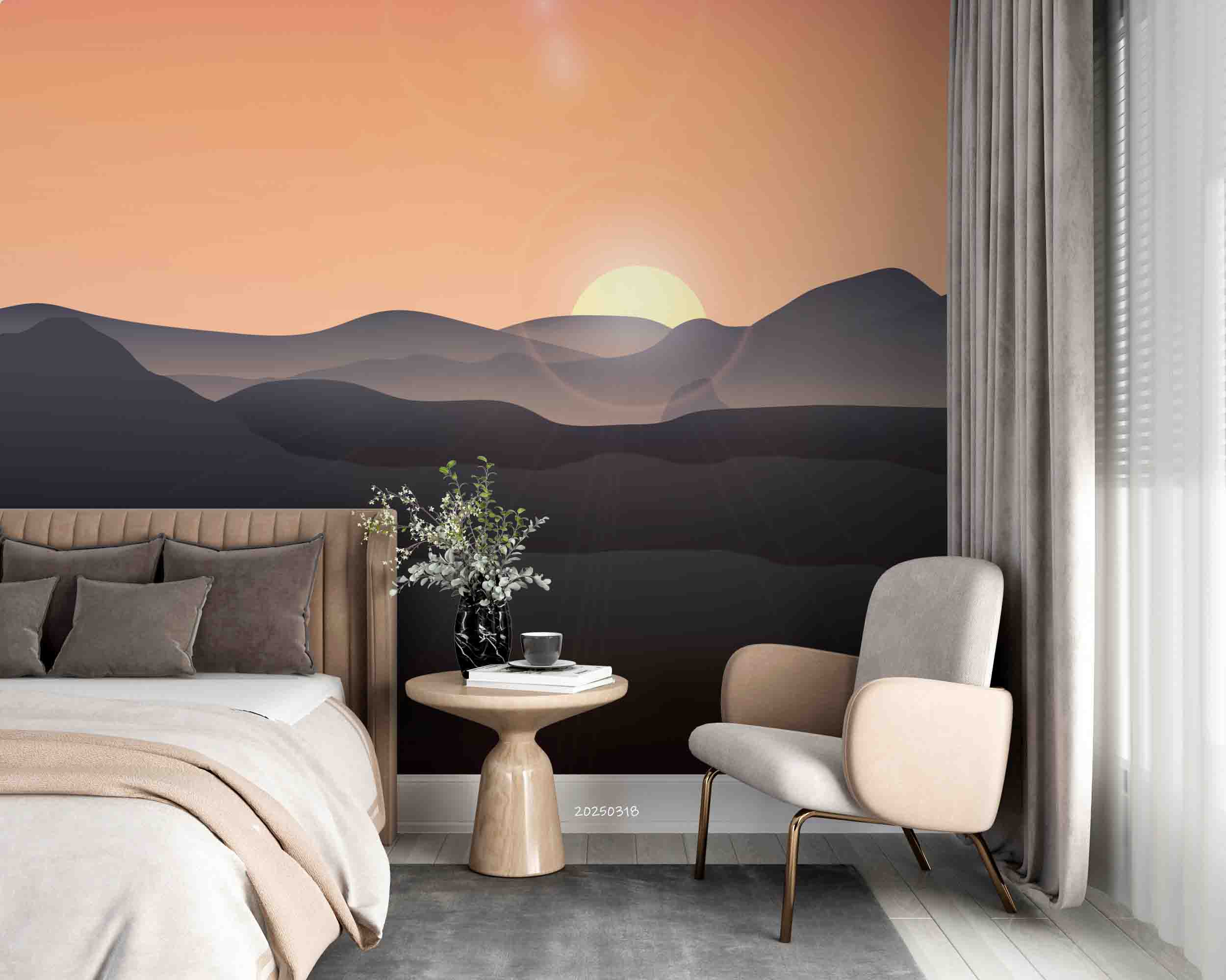3D Sunset Sky Mountain Range Natural Scenery Wallpaper Wall Mural Wall Decor Wall Art Wall Sticker Remoable Wallpaper 38