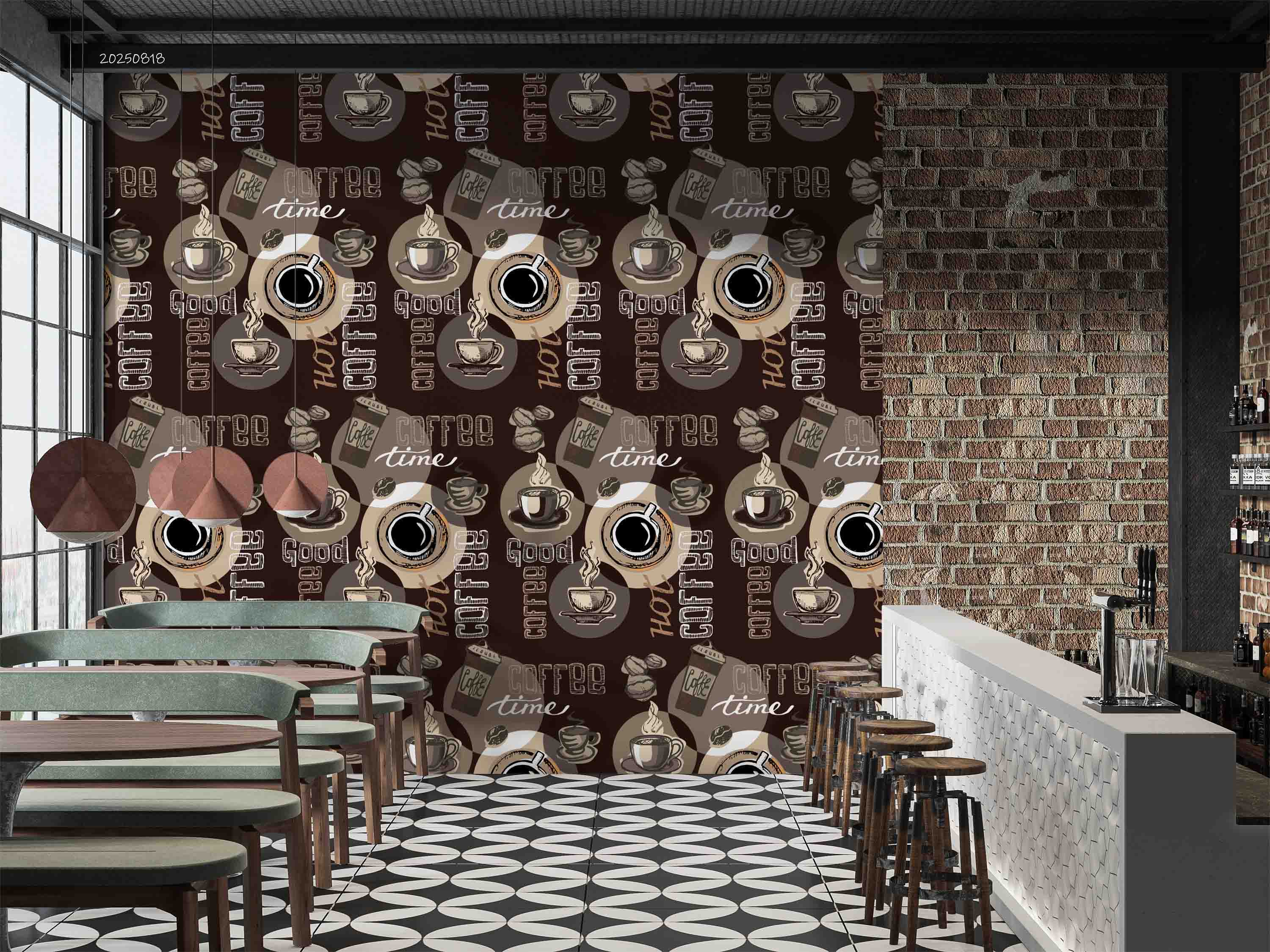 3D Restaurant Snack Bar Coffee Shop Pattern Wall Mural Wallpaper 59