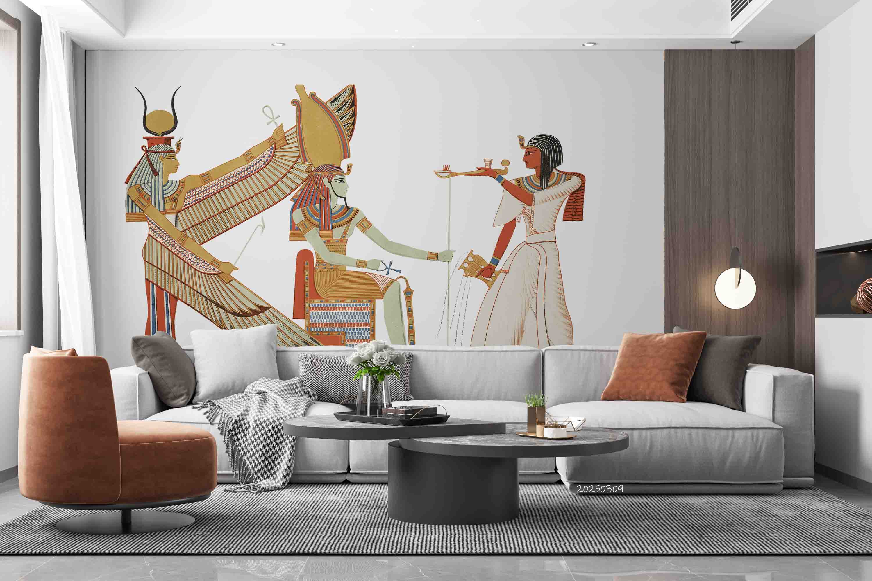 3D Egyptian Ritual Vintage Illustration Transparent Background Wallpaper Wall Mural Wall Decor Wall Art Wall Sticker Remoable Wallpaper LQH