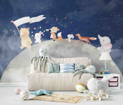 3D Bear Mouse Fox The Earth Elephant Flag Wall Mural Wallpaper YXL 388