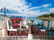 3D Sea Floral Mountain Cloud Sky Road House Wall Mural Wallpaper YXL 2618