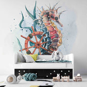 3D Animal Sea Horse Rudder Coral Dot Wall Mural Wallpaper YXL 38