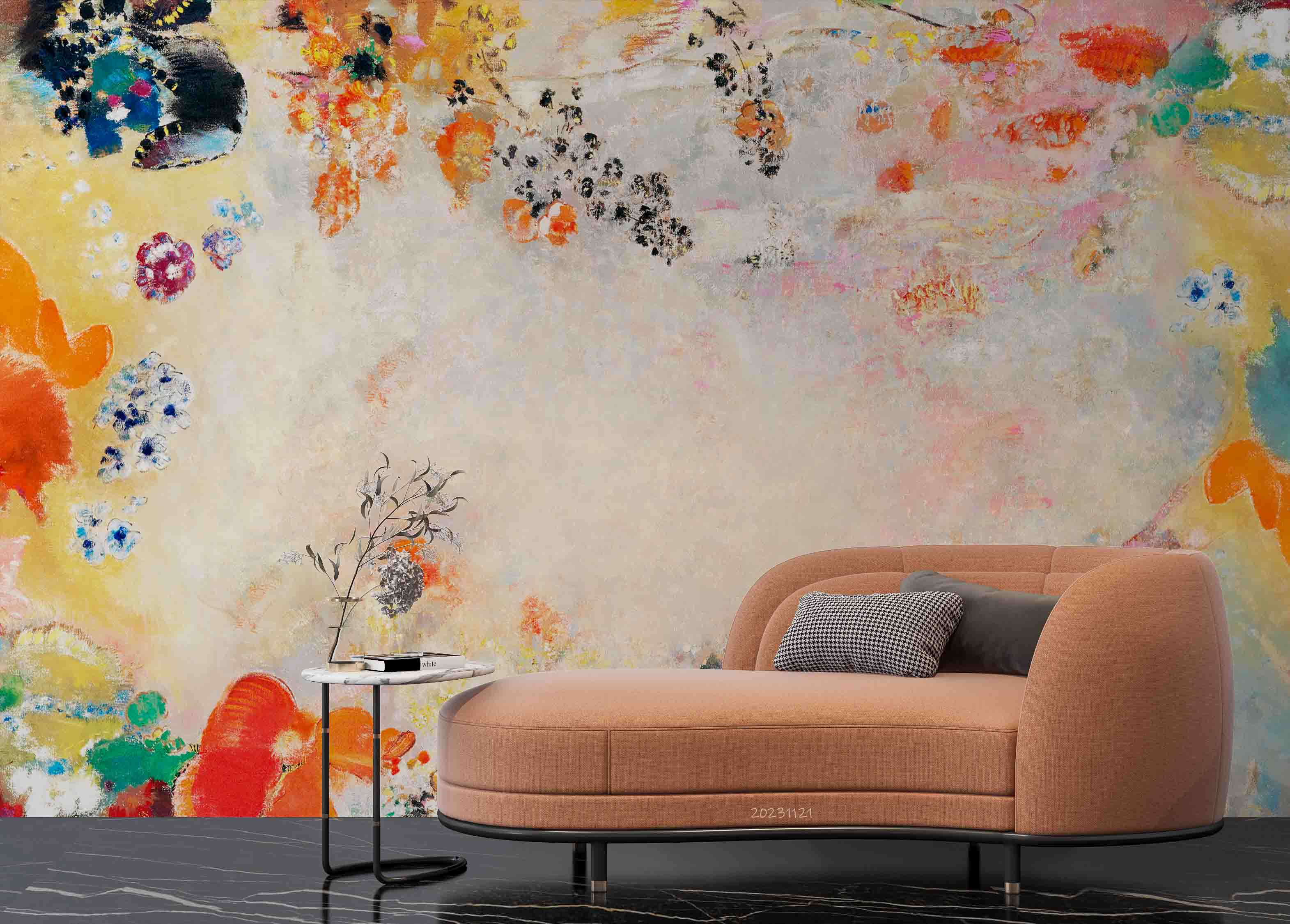 3D Graffiti Floral Leaf Phalaenopsis Wall Mural Wallpaper YXL 3122
