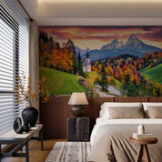 3D Hotel Inn Motel Hostel Resort Manor Scenery Mountains Wall Mural Wallpaper 24