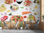3D Watercolor Food Fruit Vegetable Egg Rice Wall Mural Wallpaper GD 5253- Jess Art Decoration