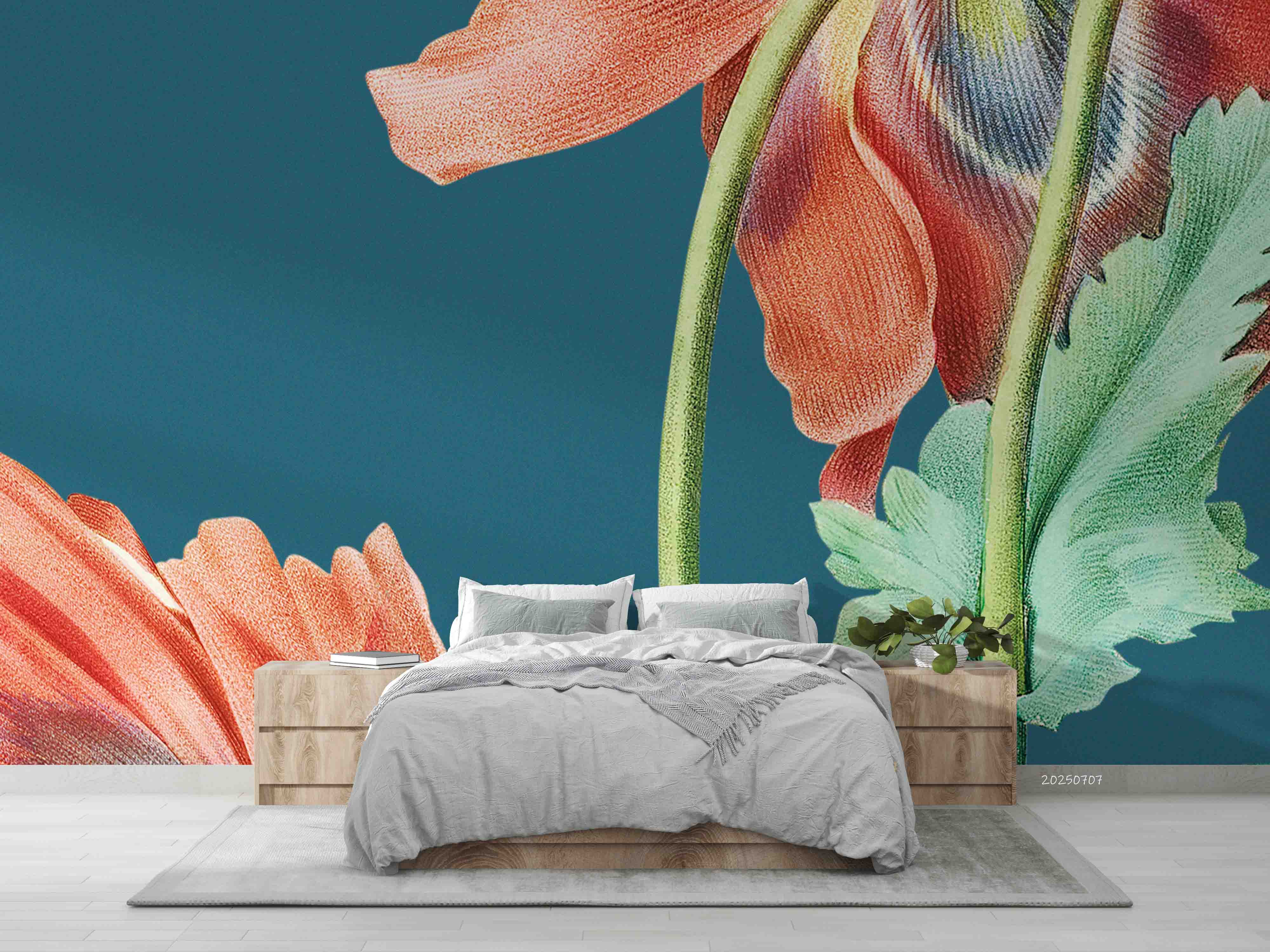 3D Red Poppy Flower Wallpaper Wall Mural Wall Decor Wall Art Wall Sticker Remoable Wallpaper 7