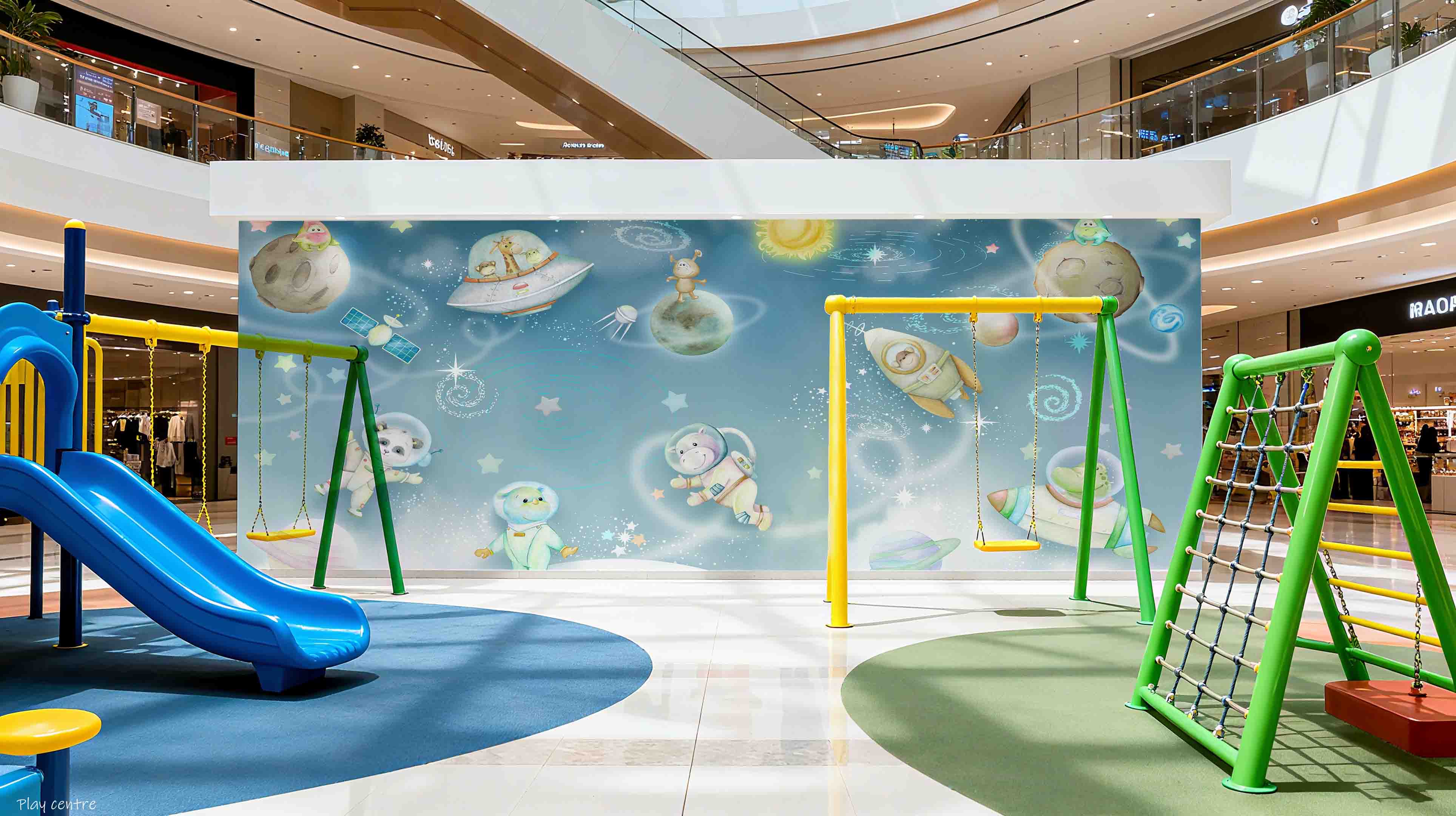 3D Play Centre Amusement Park Funfair Carnie Cartoon Space Universe  Wall Mural Wallpaper 24