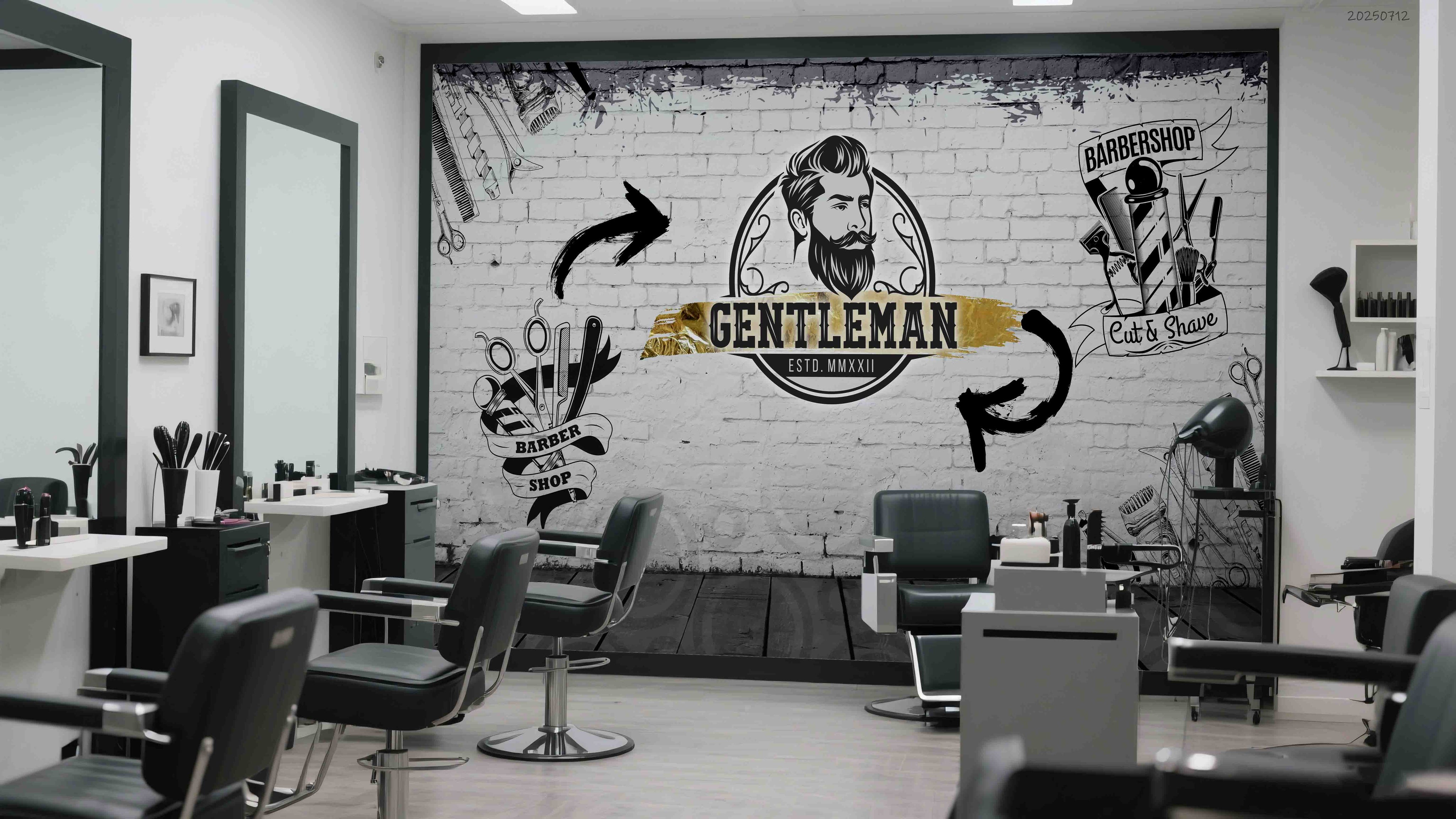 3D Barber Shop Hair Salon Wall Mural Wallpaper 1
