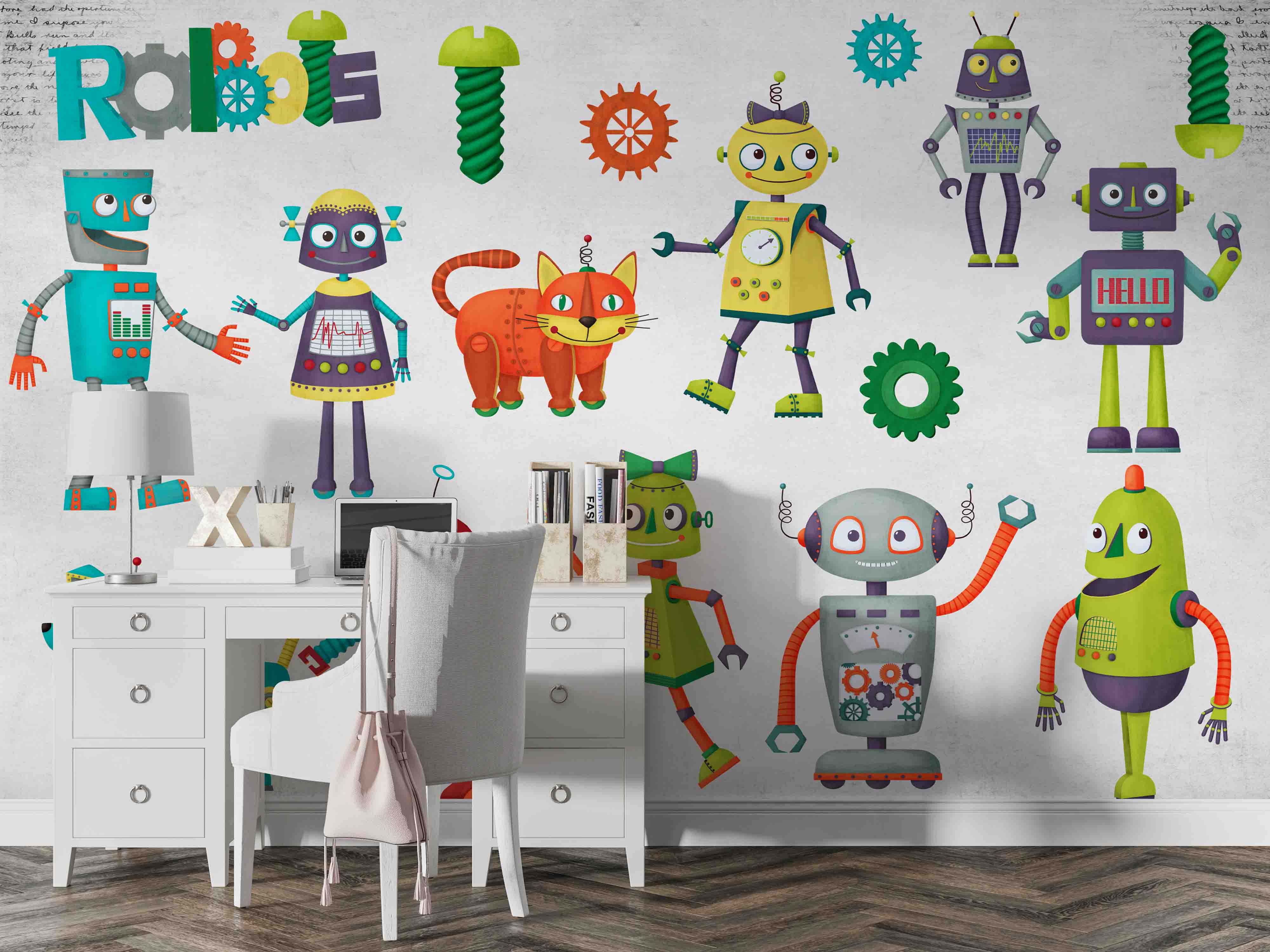 3D Robot Character Mural robot character kids mural wall mural wallpaper for kids room - view 5