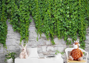 3D Green Plant Leaf Stone Wall Modern Wall Mural Wallpaper GD 3611- Jess Art Decoration