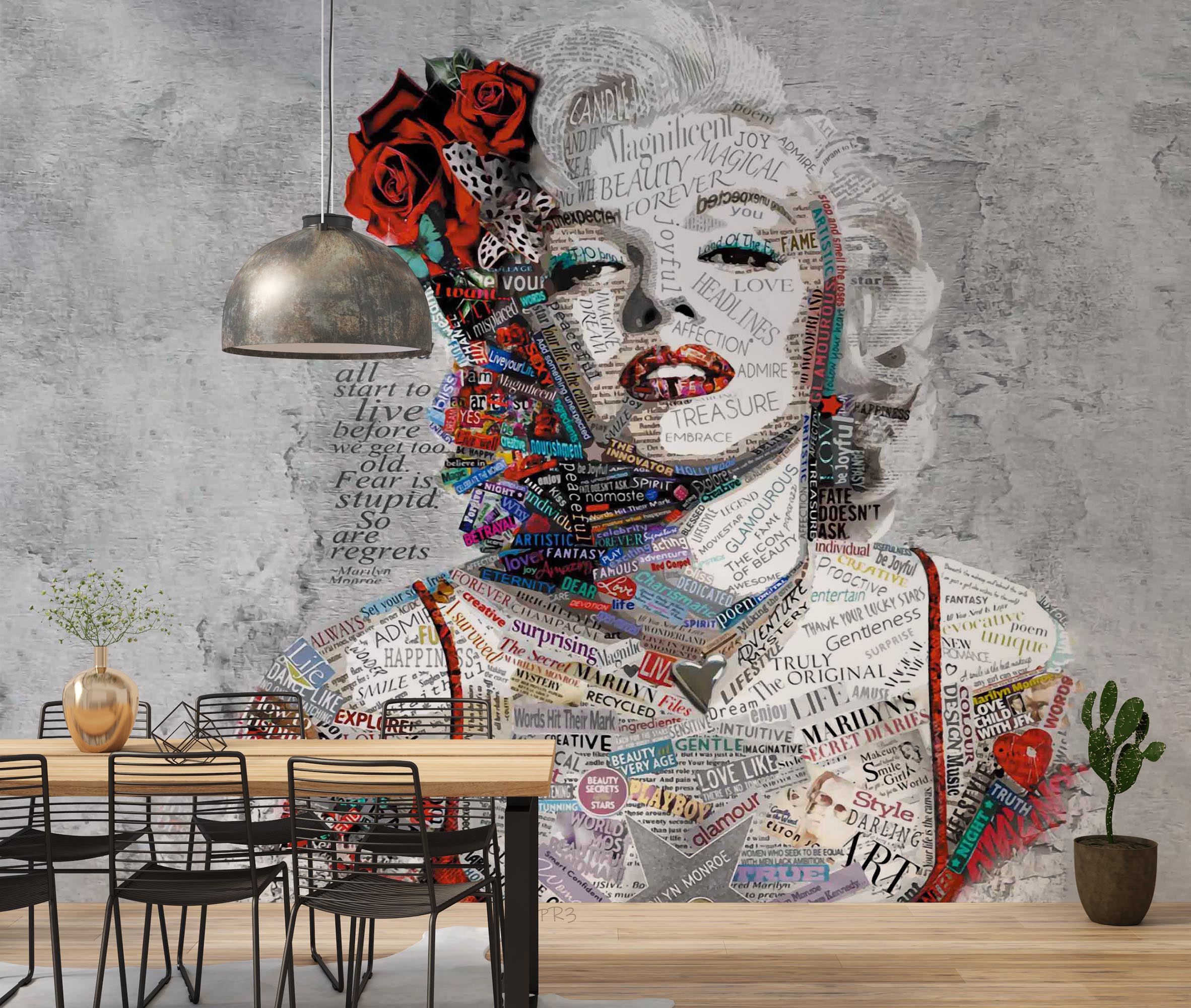 3D Graffiti Pop Star Portrait graffiti pop art woman portrait wall mural wallpaper for living room