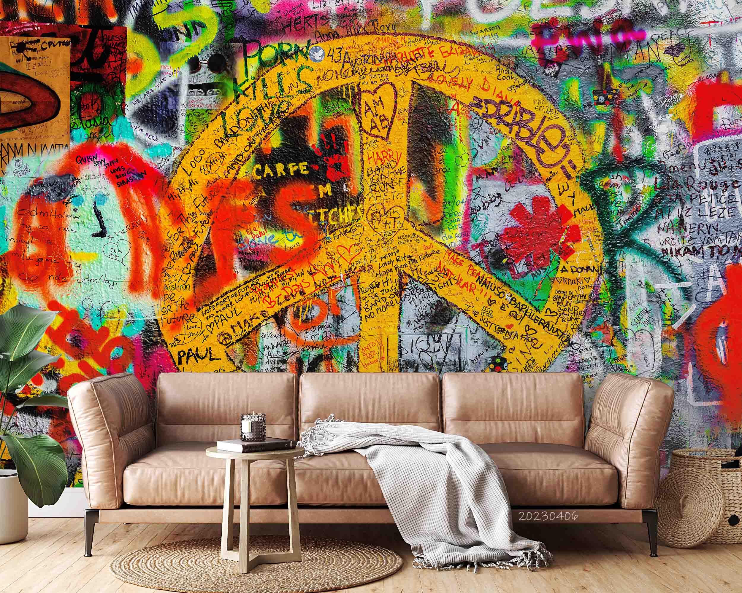 Abstract Art Graffiti Wallpaper urban graffiti wall mural for teen room, studio or feature wall - view 2