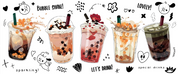 Milk Tea Letter Pearl Wallpaper cafe & food wall mural for cafe, restaurant or shop interior - view 4