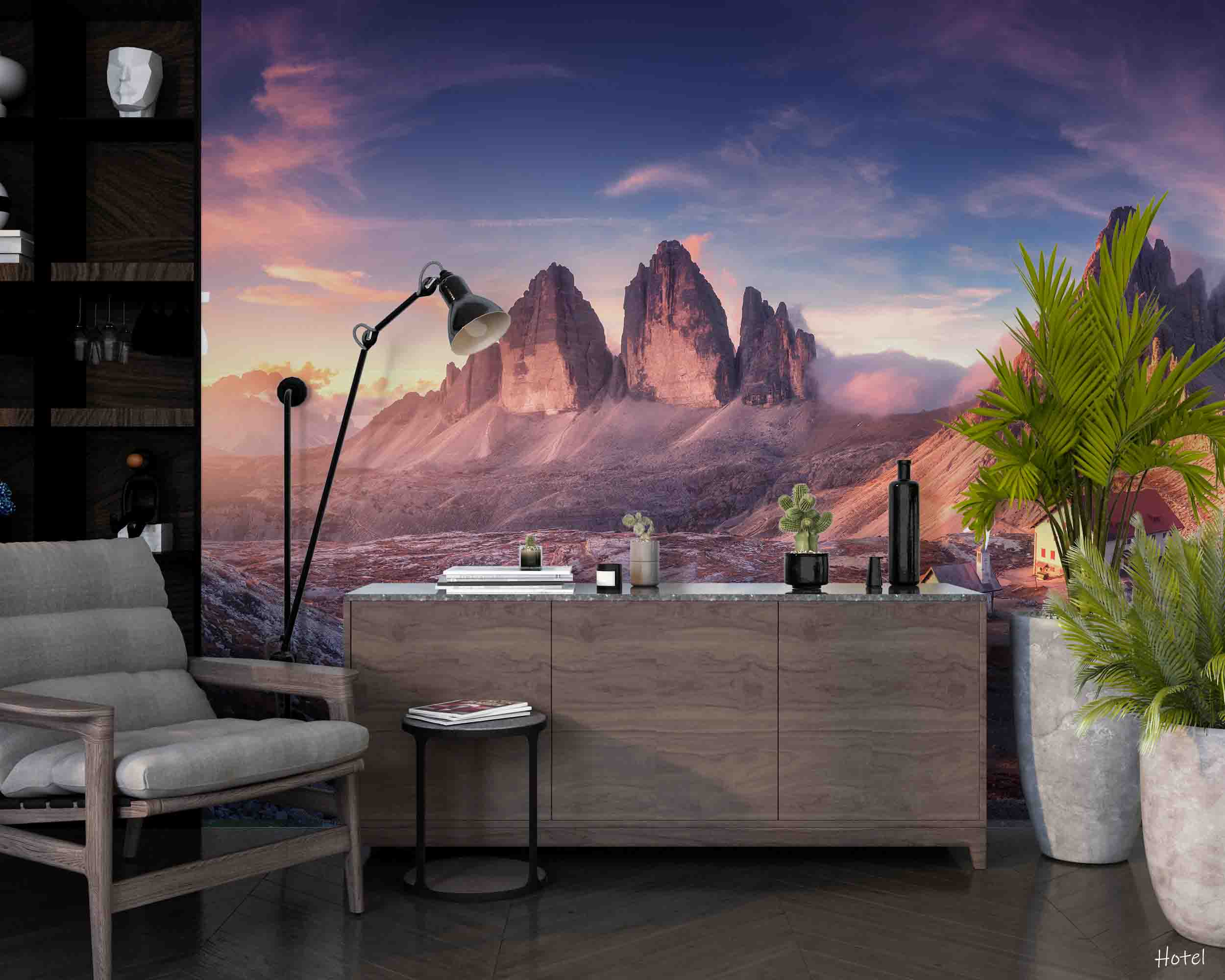 3D Hotel Inn Motel Hostel Resort Manor Scenery Mountains Wall Mural Wallpaper 29