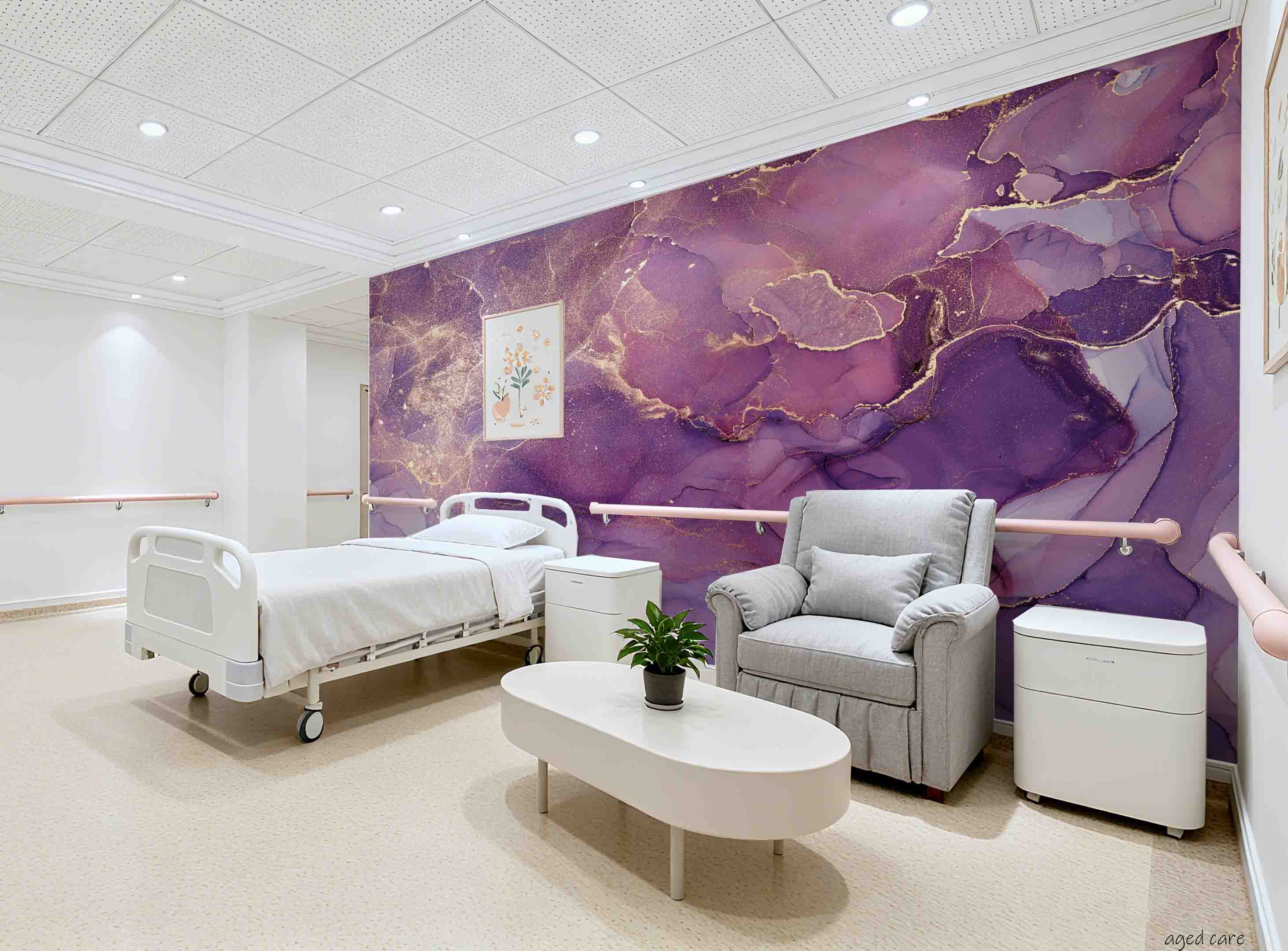 3D Aged Care Retirement Home Gerocomium Rest Home Marble Purple Wall Mural Wallpaper 6