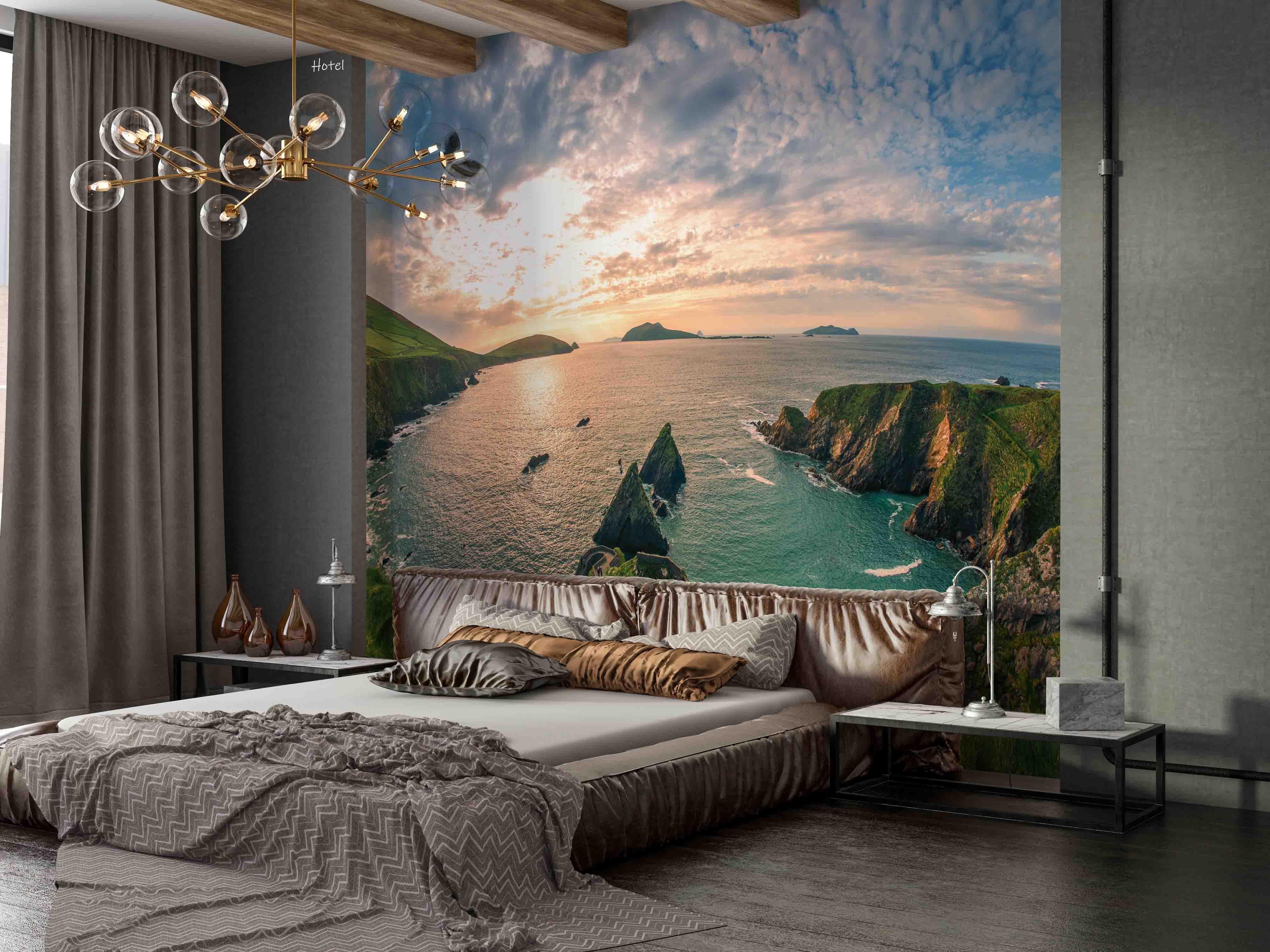 3D Hotel Inn Motel Hostel Resort Manor Scenery Sea Sunrise Wall Mural Wallpaper 30