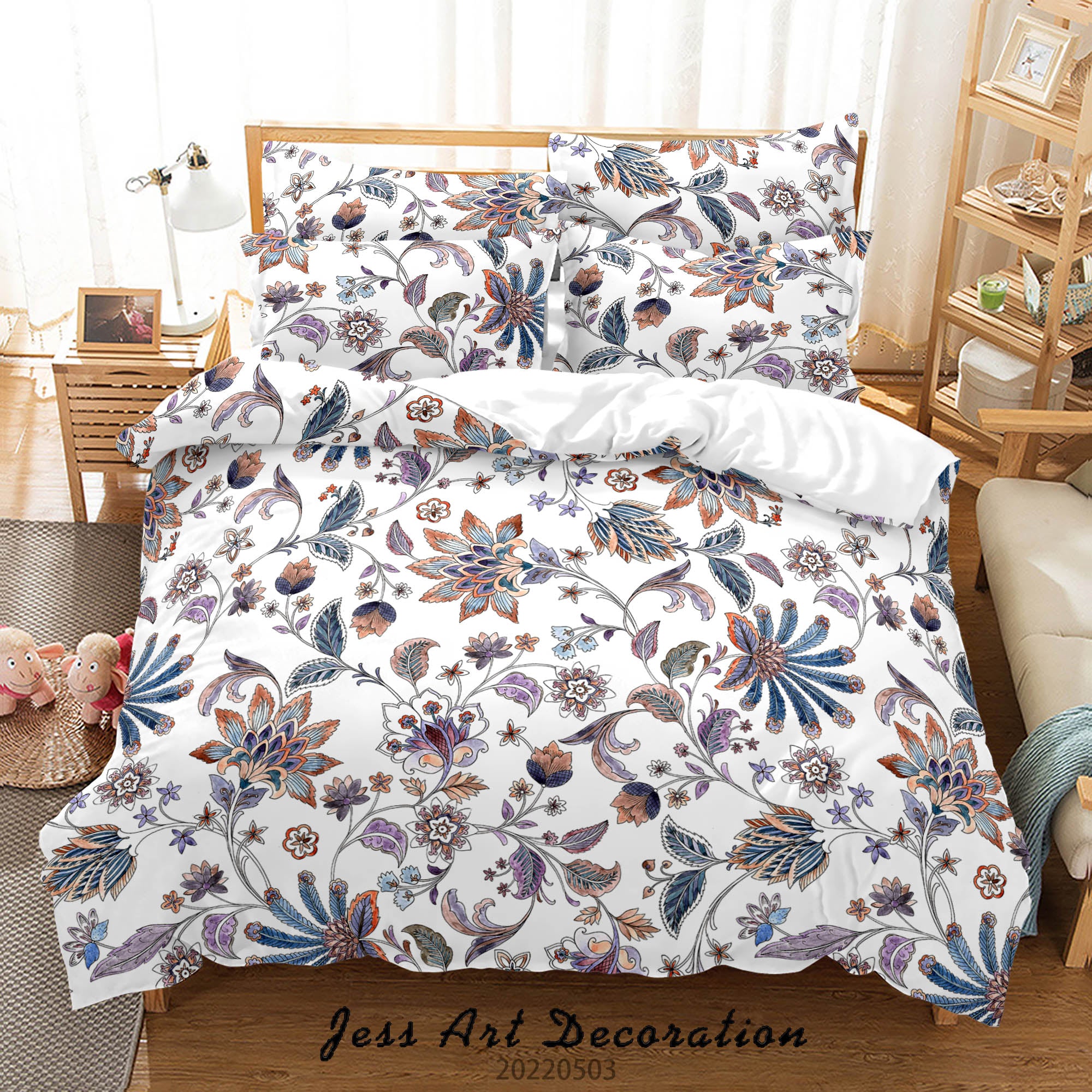 3D Floral Leaf Relief Quilt Cover Set Bedding Set Duvet Cover Pillowcase 523