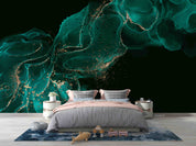 3D Abstract Damaskeen Black Float Wall Mural Wallpaper YXL 596