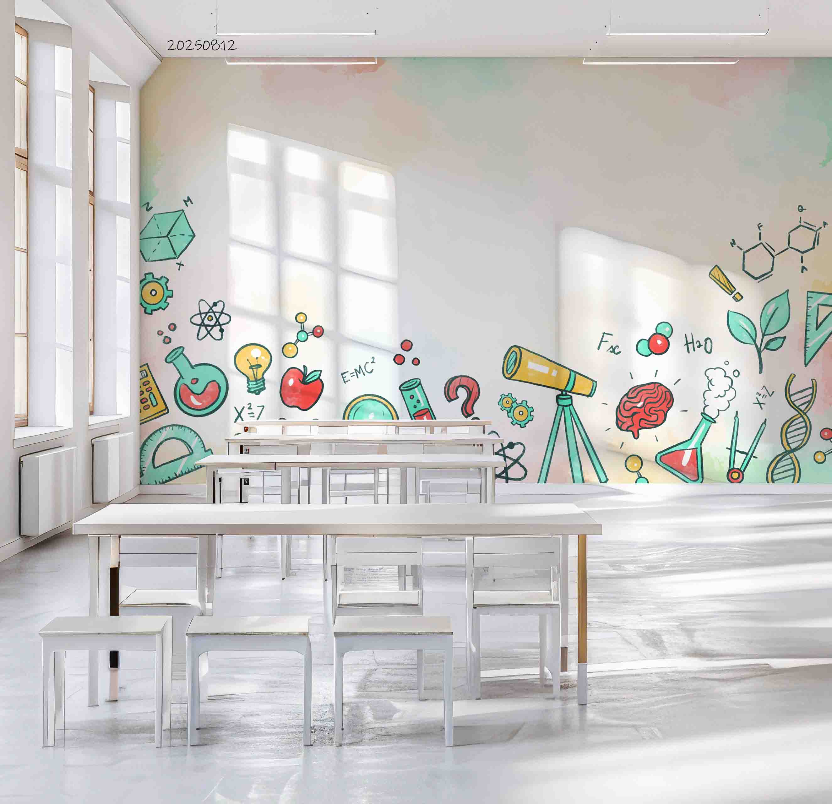 3D School STEM Science Lab Classroom Teaching Aid Wall Mural Wallpaper 45