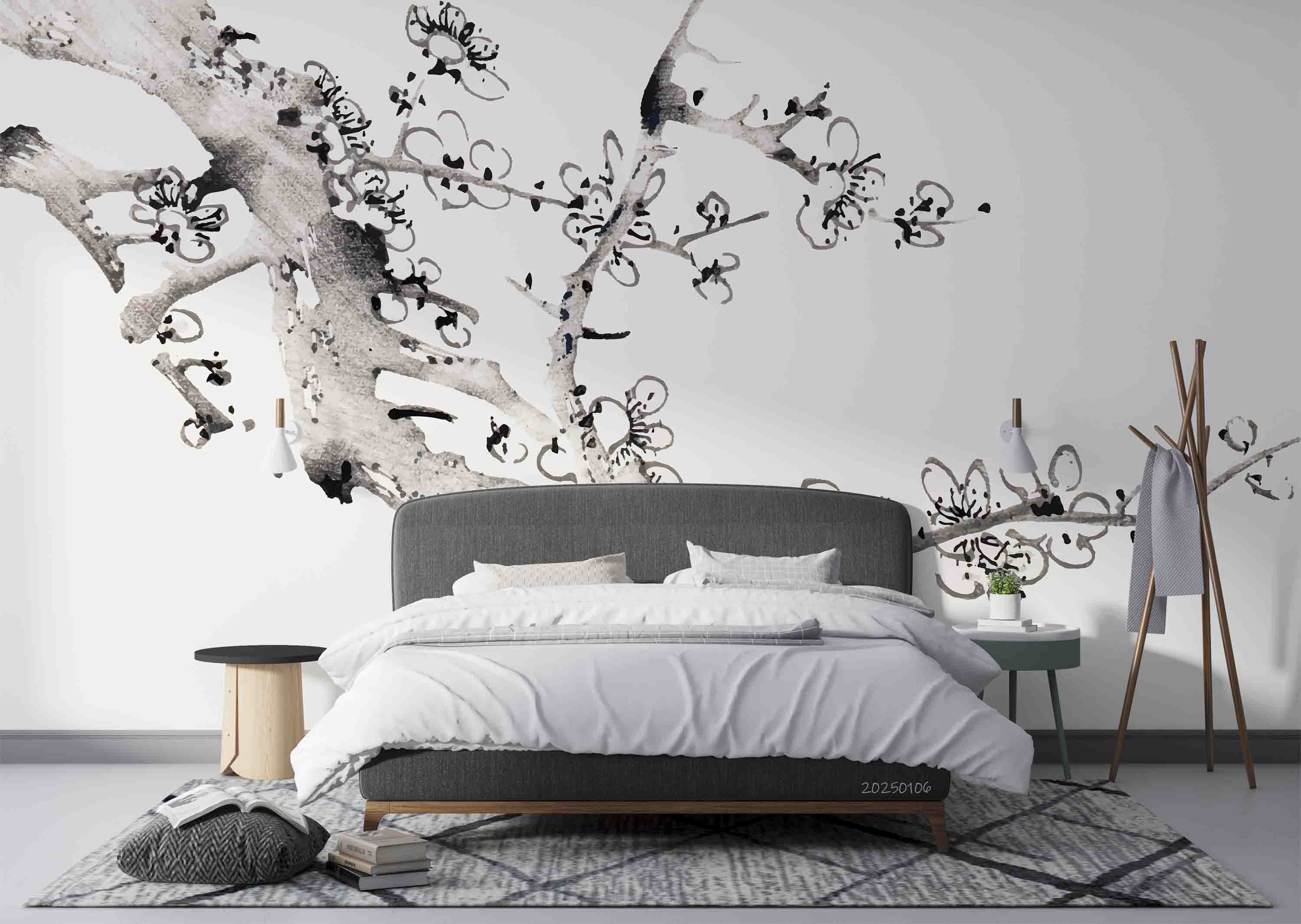 3D Ink Plum Blossom Branch Wallpaper Wall Mural Wall Decor Wall Art Wall Sticker Remoable Wallpaper LQH 40