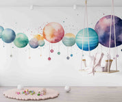 3D Watercolour The Earth Damaskeen Wall Mural Wallpaper YXL 214