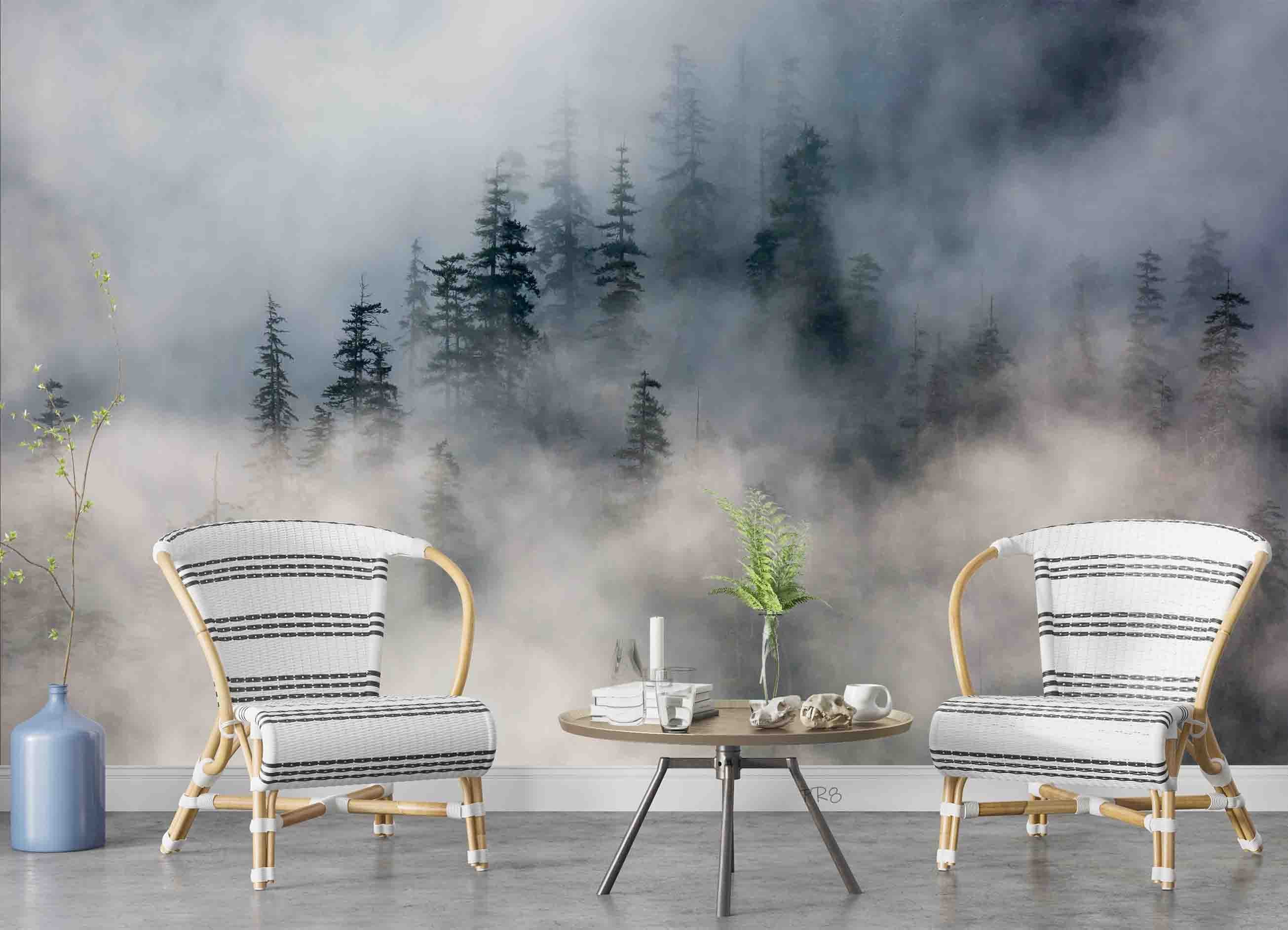 3D Forest Trees Misty Scenery Wall Mural Wallpaper GD 4522- Jess Art Decoration