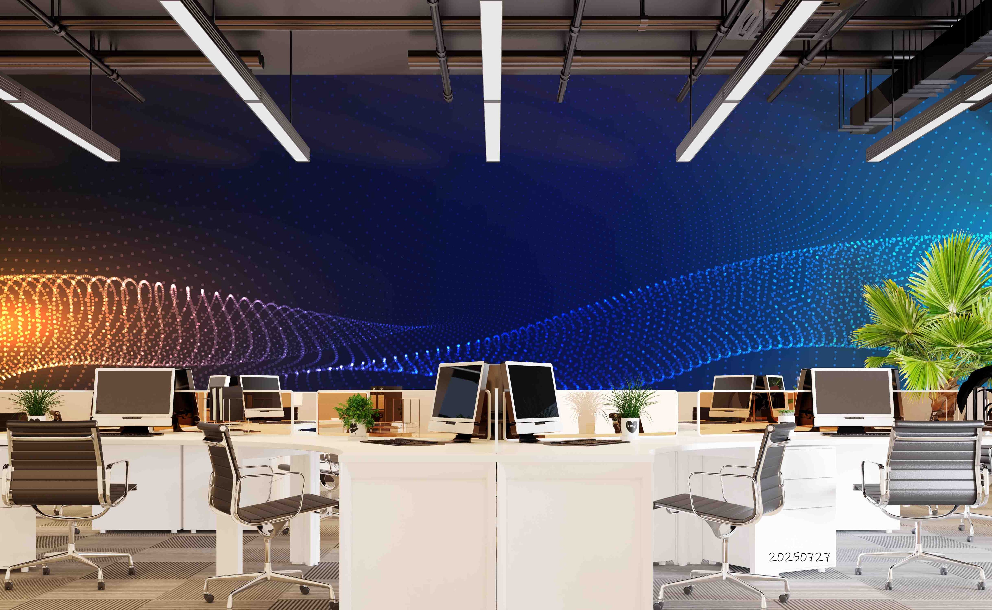 3D Office Business Technology Particle Mesh Wall Mural Wallpaper 4