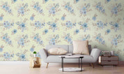 3D Floral Leaf Butterfly Blue Wall Mural Wallpaper YXL 2249