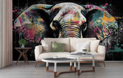 3D Animal Elephant Colours Graffiti Wall Mural Wallpaper YXL 1838