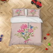 3D Floral Carnation Quilt Cover Set Bedding Set Duvet Cover Pillowcase 220