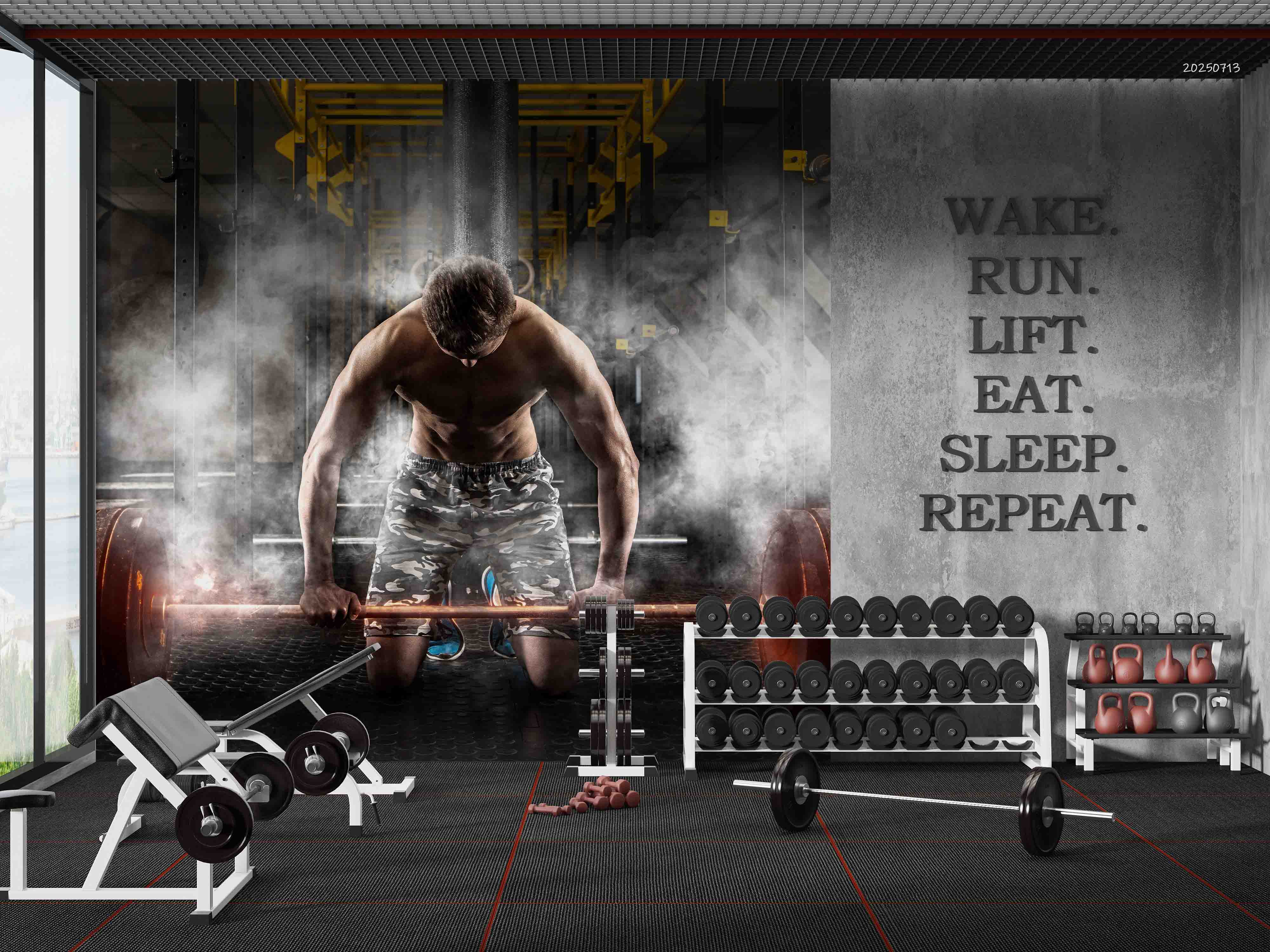 3D Gym Fitness Gymnasium Dumbbell Wall Mural Wallpaper 36
