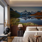 3D Hotel Inn Motel Hostel Resort Manor Scenery Mountains Lake Wall Mural Wallpaper 23