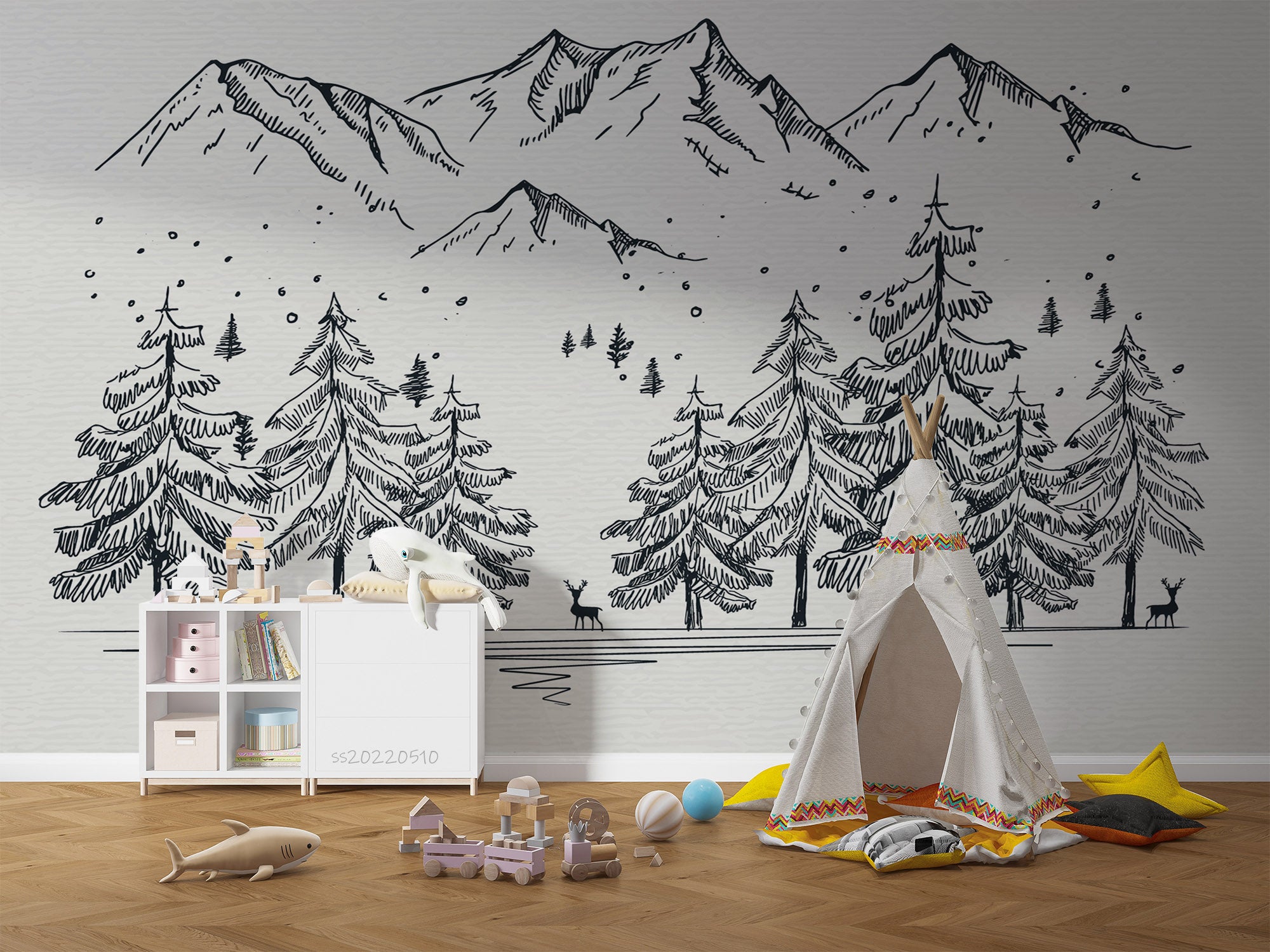 3D Hand Drawn Winter Landscape Background Wall Mural Wallpaper GD 4103- Jess Art Decoration