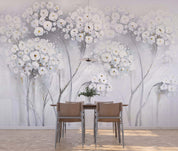 3D Flower Dried Flower White Wall Mural Wallpaper YXL 06- Jess Art Decoration