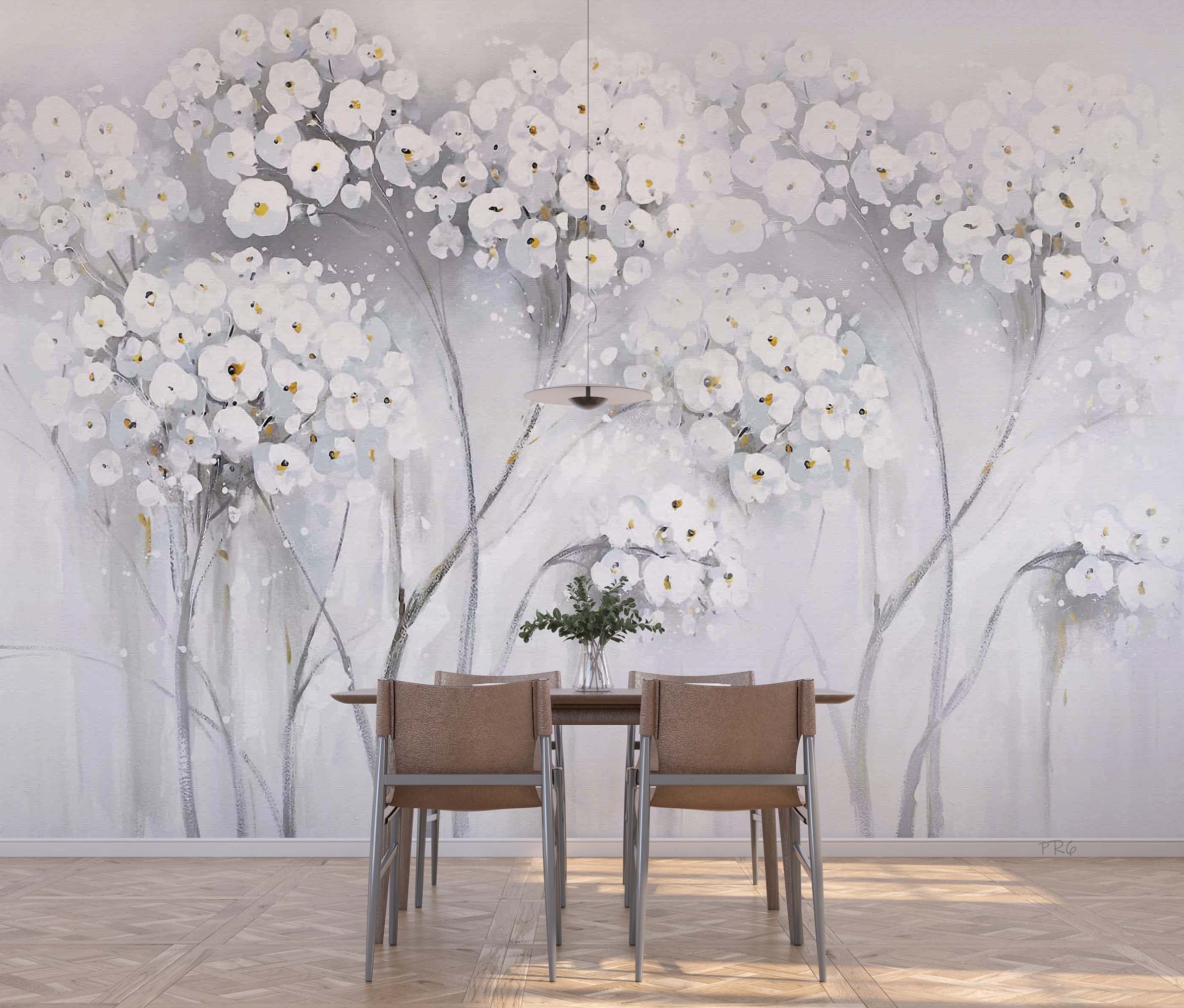3D Flower Dried Flower White Wall Mural Wallpaper YXL 06- Jess Art Decoration